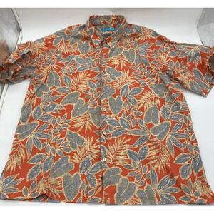 Tori Richard Mens XL Tropical Leaf Print Short Sleeve Button Down Shirt Hawaii‎